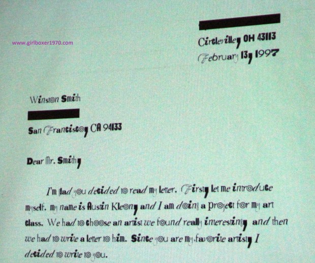 Austin's letter to Wnston Smith