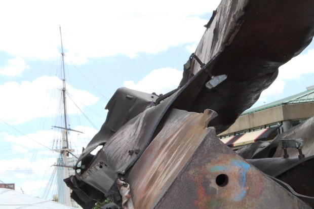 Piece of the Twin Towers and future memorial sight in Baltimore. 