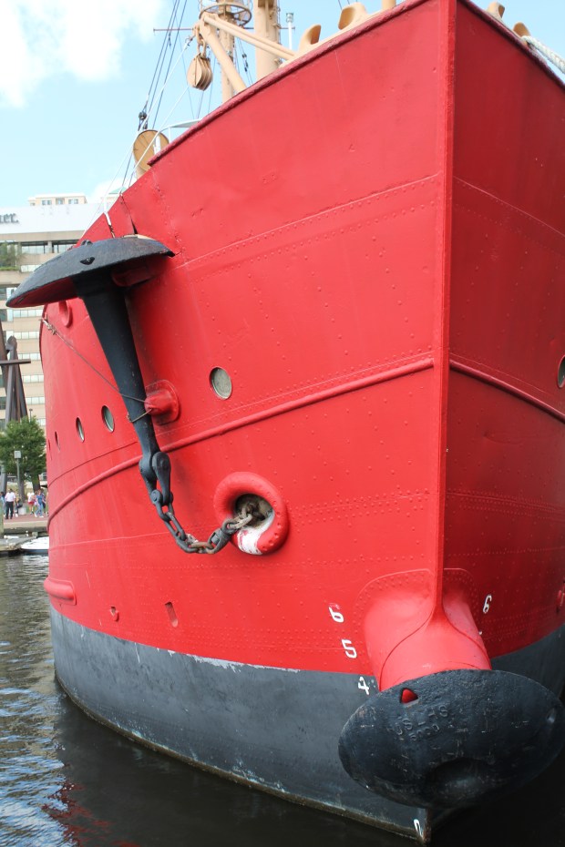  The ship was equipped with two 5,000-pound mushroom anchors (one main and a spare) designed to hold her on station in all but the roughest weather.