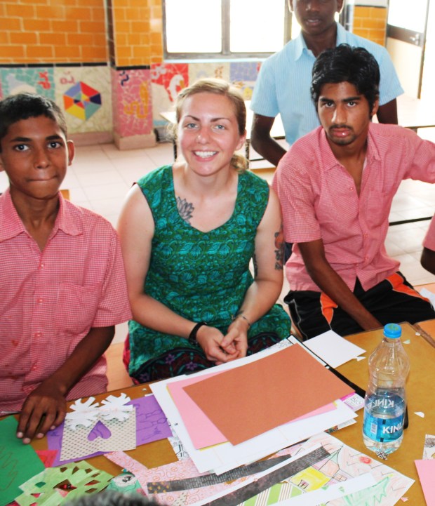 Sarayna helping with crafts