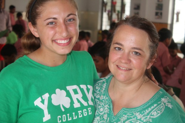 Sister Kari and I during craft time