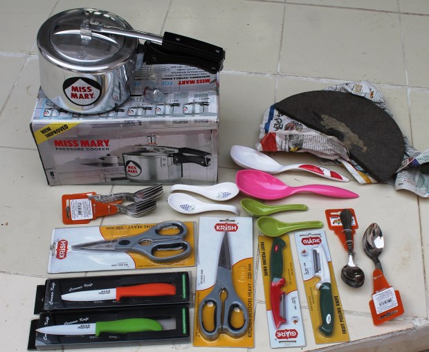 Lots of kitchen supplies for the hard working staff.