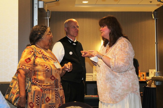 President of the Philadelphia Writers' Conference Board Eileen D'Angelo (right)