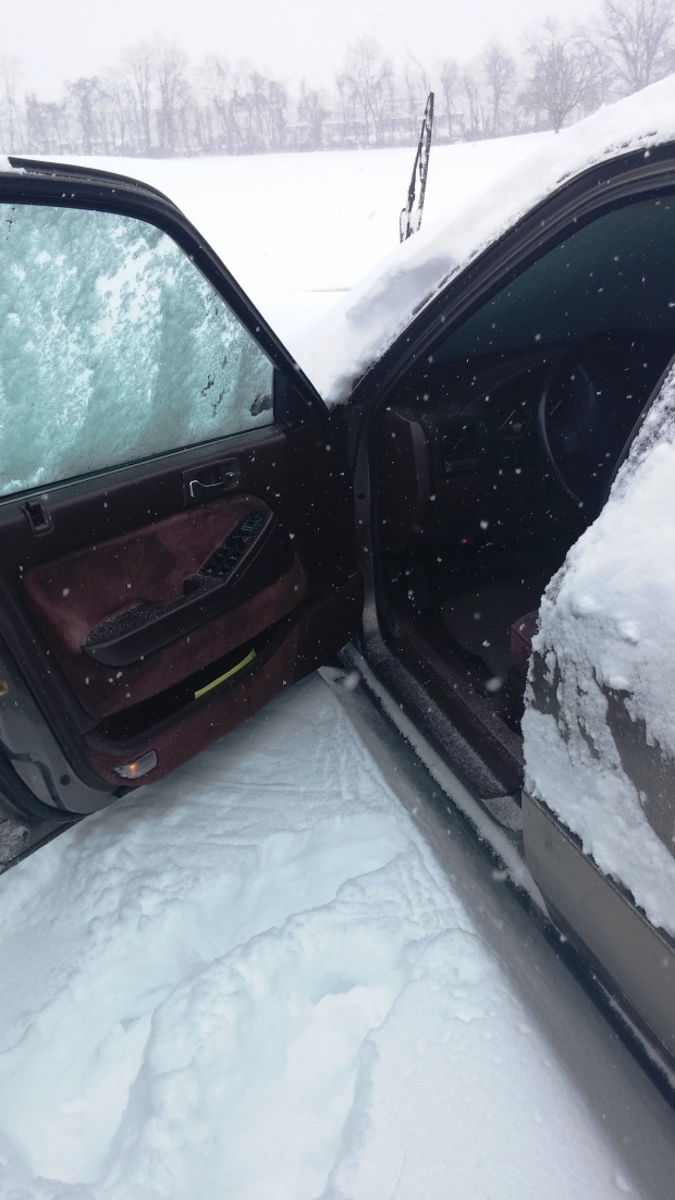 The snow was up to the bottom of my car door at 2:30.
